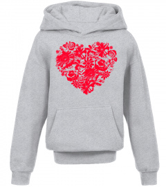 Cute Flower Red Heart Floral Valentines Day Love Pullover Hoodie
