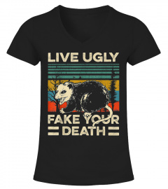 Live Ugly Fake Your Death Retro Vintage Opossum
