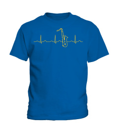 Funny Heartbeat Saxophone Apparel, Saxophonist Musician Mens T-Shirt