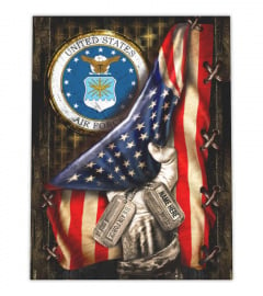 CANVAS  USAF - Wooden frame mounting, Print on woven cloth - CUSTOM NAME 