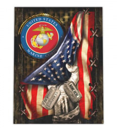 CANVAS  USMC - Wooden frame mounting, Print on woven cloth - CUSTOM NAME 