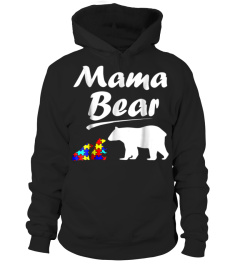 MAMA BEAR AUTISM AWARENESS T SHIRT AUTISM MOM WITH TWO CUBS