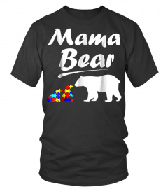MAMA BEAR AUTISM AWARENESS T SHIRT AUTISM MOM WITH TWO CUBS