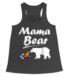 MAMA BEAR AUTISM AWARENESS T SHIRT AUTISM MOM WITH TWO CUBS
