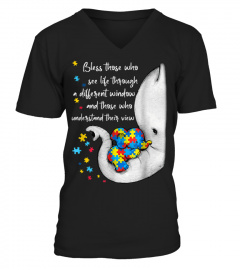 MOM AND KID AUTISM AWARENESS PUZZLE PIECES ELEPHANT T SHIRT