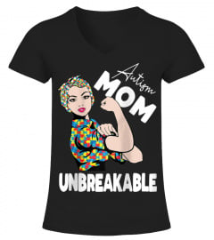 WOMENS AUTISM MOM UNBREAKABLE STRONG AUTISM PUZZLE PIECES MOTHER RAGLAN BASEBALL TEE