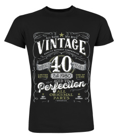 VINTAGE 40TH BIRTHDAY SHIRT FOR HIM 1980 AGED TO PERFECTION T SHIRT