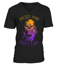 WOMENS STAR WARS CHEWBACCA MESSY HAIR DONT CARE V NECK T SHIRT