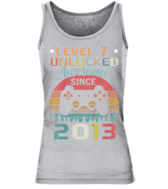 Youth 7Th Birthday Gamer- Level 7 Unlocked Awesome Since 2013 T-Shirt