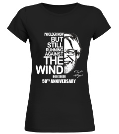 Bob Seger T shirt-I am older now but still running agaisnt the wind-Black round neck T-Shirt Unisex