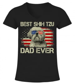 Mens Best Shih Tzu Dad Ever Tshirt Dog Lover American Flag Gift T-Shirt