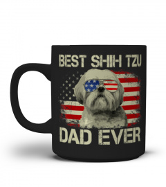 Mens Best Shih Tzu Dad Ever Tshirt Dog Lover American Flag Gift T-Shirt