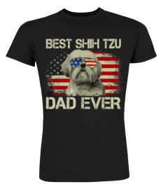 Mens Best Shih Tzu Dad Ever Tshirt Dog Lover American Flag Gift T-Shirt