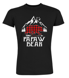 Papaw Bear Christmas Pajama Red Plaid Buffalo Family Gift T-Shirt