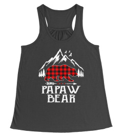 Papaw Bear Christmas Pajama Red Plaid Buffalo Family Gift T-Shirt