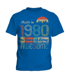 Vintage 1980 Made In 1980 - 40Th Birthday 40 Years Old Gift T-Shirt