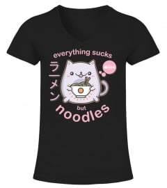 Pastel Goth Ramen Noodle Cat T Shirt - Anime Kawaii Gift