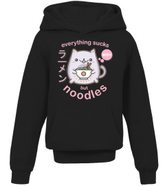 Pastel Goth Ramen Noodle Cat T Shirt - Anime Kawaii Gift