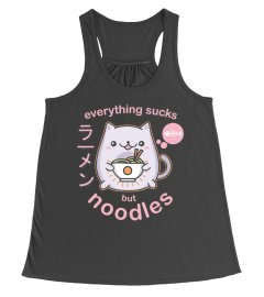 Pastel Goth Ramen Noodle Cat T Shirt - Anime Kawaii Gift