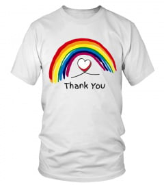 Women's T-Shirt Rainbow Hearts Thank You Stay Safe Positive Vibe
