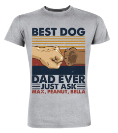 Personalized Dog Dad T-Shirt, Best Dog Dad Ever, Vintage Fist Pump, Dog Lover, Dog Owner, Pet Father, Fathers Day, Customized Dogs Names