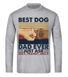 Personalized Dog Dad T-Shirt, Best Dog Dad Ever, Vintage Fist Pump, Dog Lover, Dog Owner, Pet Father, Fathers Day, Customized Dogs Names