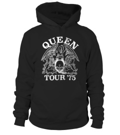 Queen Official Tour 75 Crest Logo T-Shirt