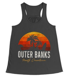 Outer Banks North Carolina Palms Vacation Trip Surf Sundown TShirt