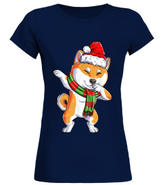 Dabbing Shiba Inu Santa Christmas Gifts Kids Boys Girls Xmas T-Shirt