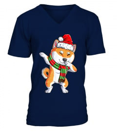 Dabbing Shiba Inu Santa Christmas Gifts Kids Boys Girls Xmas T-Shirt