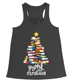 Merry Christmas Tree Shirt Love reading books Librarian nerd