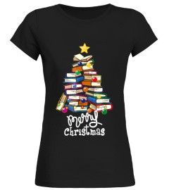 Merry Christmas Tree Shirt Love reading books Librarian nerd