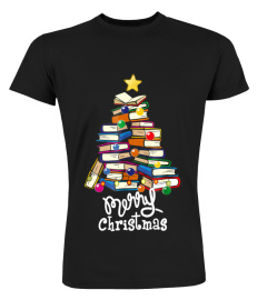 Merry Christmas Tree Shirt Love reading books Librarian nerd