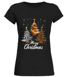 Leopard Zebra Giraffe Merry Christmas Tree xmas T-Shirt