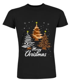 Leopard Zebra Giraffe Merry Christmas Tree xmas T-Shirt