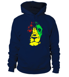 Beautiful Lion Face Rasta Colors Styled T-Shirt