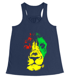 Beautiful Lion Face Rasta Colors Styled T-Shirt