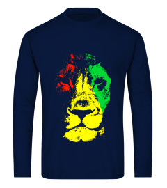 Beautiful Lion Face Rasta Colors Styled T-Shirt