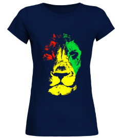 Beautiful Lion Face Rasta Colors Styled T-Shirt