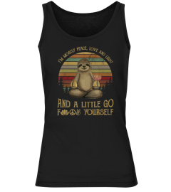 I'm Mostly Peace, Love And Light Yoga Funny Sloth T-Shirt