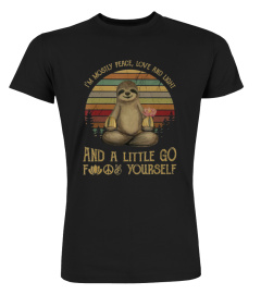 I'm Mostly Peace, Love And Light Yoga Funny Sloth T-Shirt