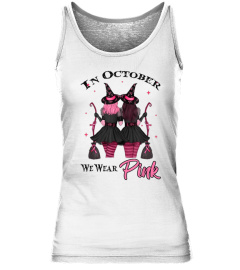 Witches In October We Wear Pink Autumn Fall Breast Cancer T-Shirt