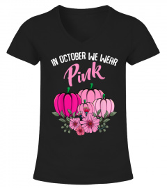 In October We Wear Pink Pumpkin Halloween Supporter Faith