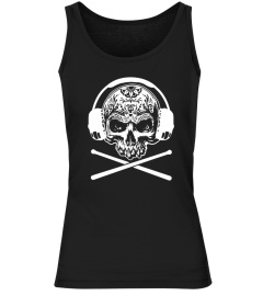 Drummer Skull With Headphones