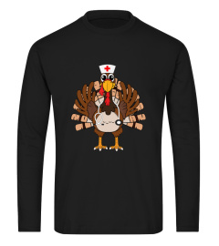 Thanksgiving Scrub Tops Women Turkey Nurse Holiday Nursing T-Shirt