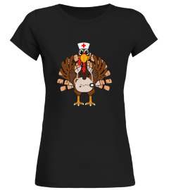 Thanksgiving Scrub Tops Women Turkey Nurse Holiday Nursing T-Shirt