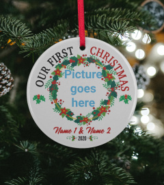 US - Our First Christmas Photo Personalized Ornament