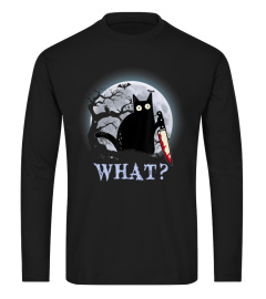 Cat What Murderous Black Cat With Knife Halloween Costume T-Shirt