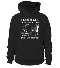 I Asked God for a true friend Boston Terrier T-shirt