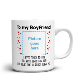 US - To my boyfriend Custom text and photo mug